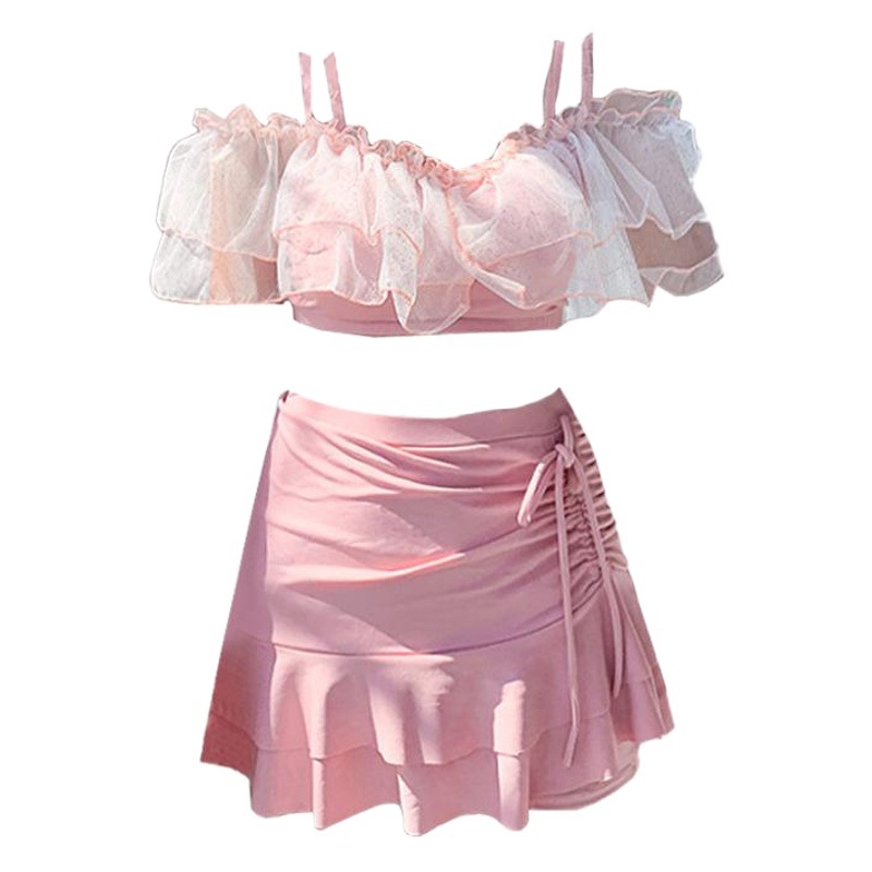 Split Swimsuit Women's Sexy Lace Fairy Fan Korean ins Style Girl's Two-Piece Swimsuit