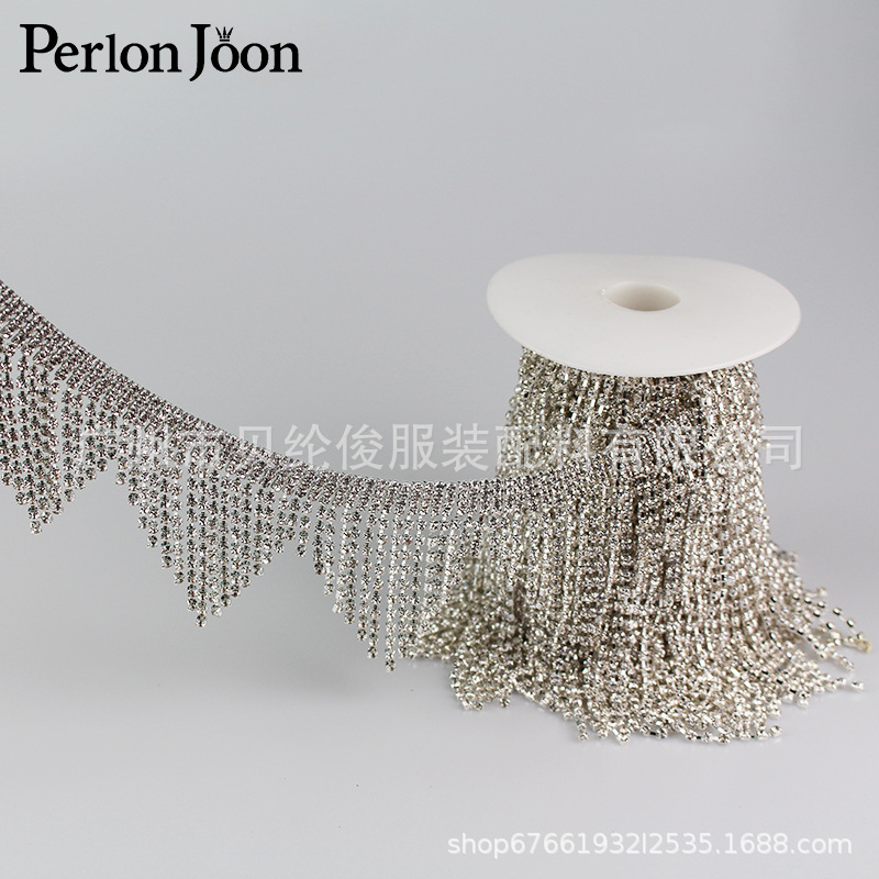 Classic Wave Triangle Tassel Diamond Chain Rhinestone Chain Clothing Boots Decoration Belly Dance Clothing Decoration