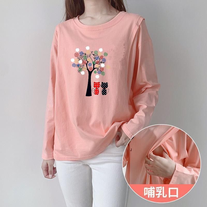 Picture of Out wear nursing clothes spring and autumn clothes nursing maternity clothes confinement clothes top long sleeve outside home wear loose T-shirt autumn