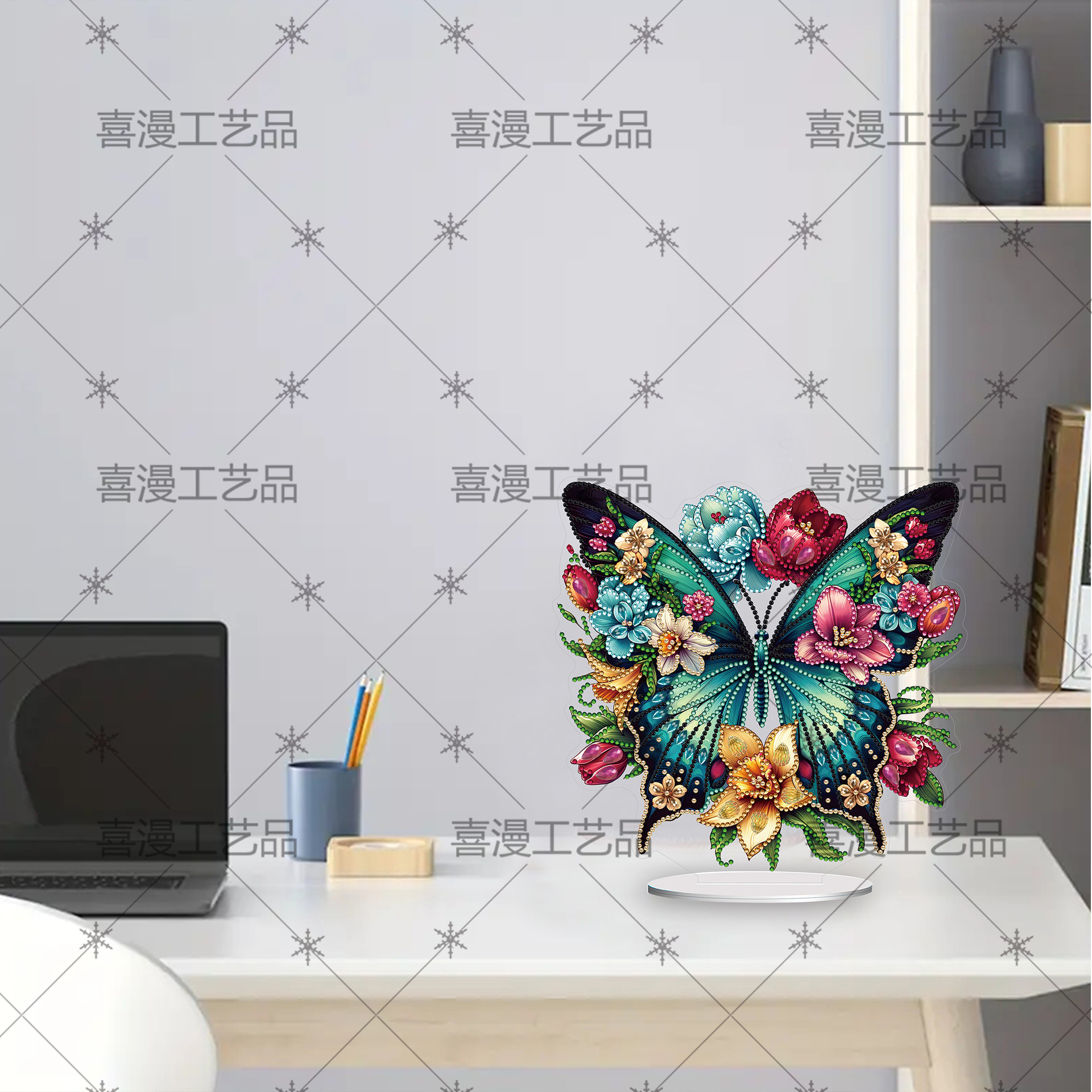 Cross-border 5D stereo acrylic creative flower butterfly DIY shaped round diamond painting ornaments diamond painting