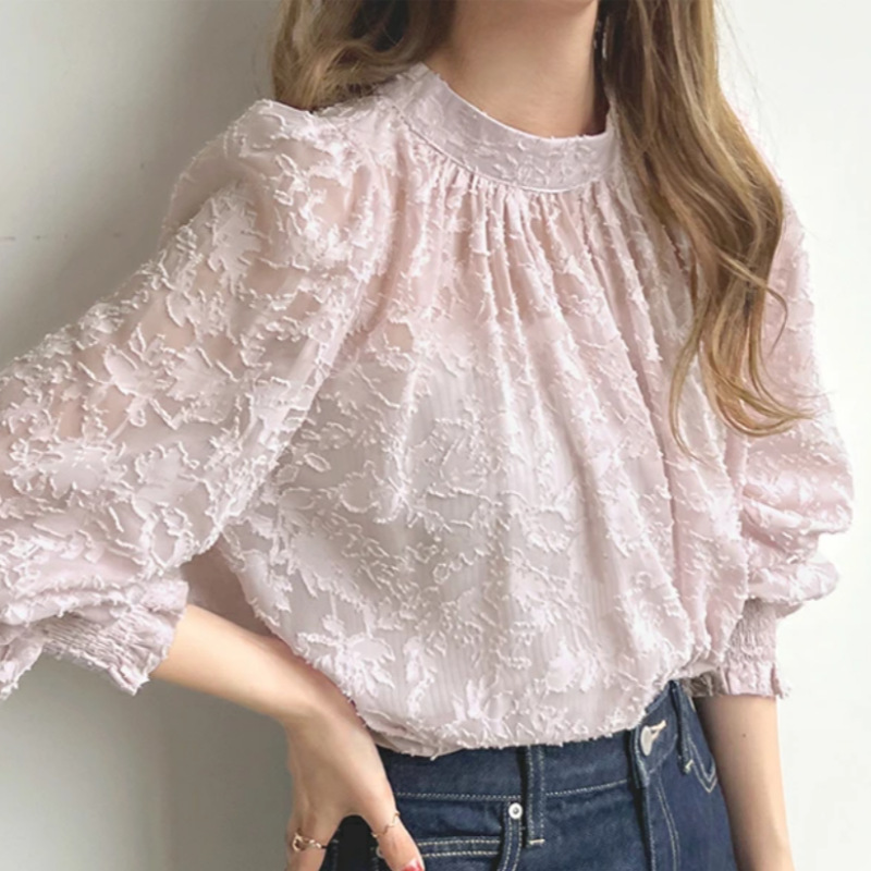 Picture of Cross-border foreign single Japanese South Korea European station foreign trade Korean pullover chiffon shirt lace top sunscreen shirt air conditioning shirt