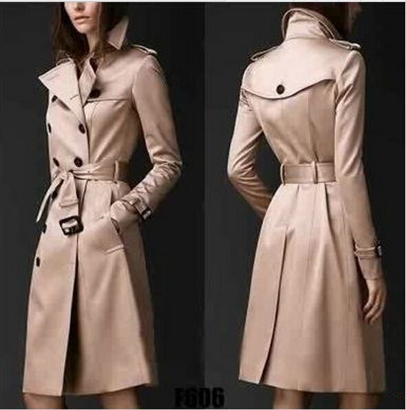 Amazon New Windbreaker European and American Trend Double-breasted Slim-fit Long Windbreaker Star Same Style