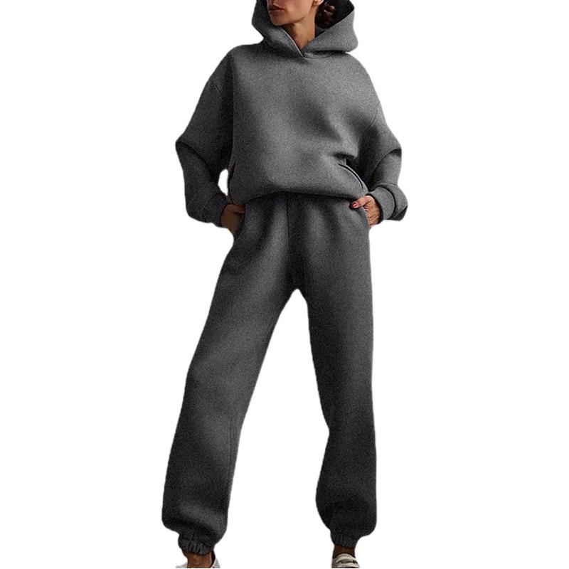 Autumn and Winter Amazon Cross-border European and American Women's Independent Station Casual Fashion Thickened Long Sleeve Sweater Pants Two-piece Suit