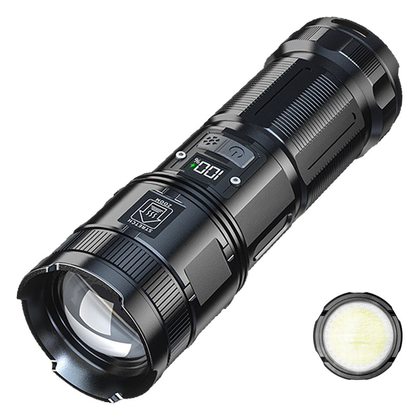Popular Digital Display White Laser Flashlight Led Outdoor Strong Light Ultra-Bright Long-Range Aluminum Alloy Waterproof P90 Zoom Flashlight