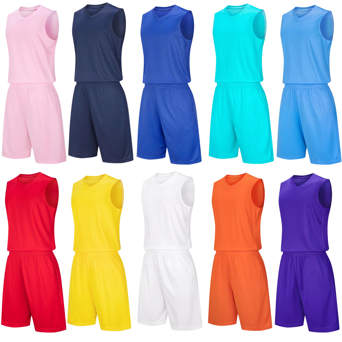 Adult Solid Color Basketball Clothing suit Primary and Secondary School Students' Competition Jersey Summer Training Vest Team Uniform Printed Ball Shirt