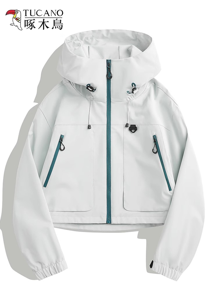 Woodpecker Charge Jacket Women's Short Spring 2025 New Windproof Mountaineering Suit Women's Hooded Jacket