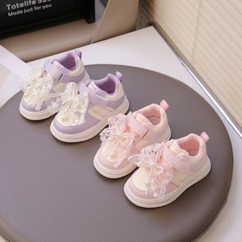 Girls' White Shoes 2025 Summer New Kidsren's Shoes White Sports Shoes Low-Cut Sneakers Primary School Students' Running Shoes