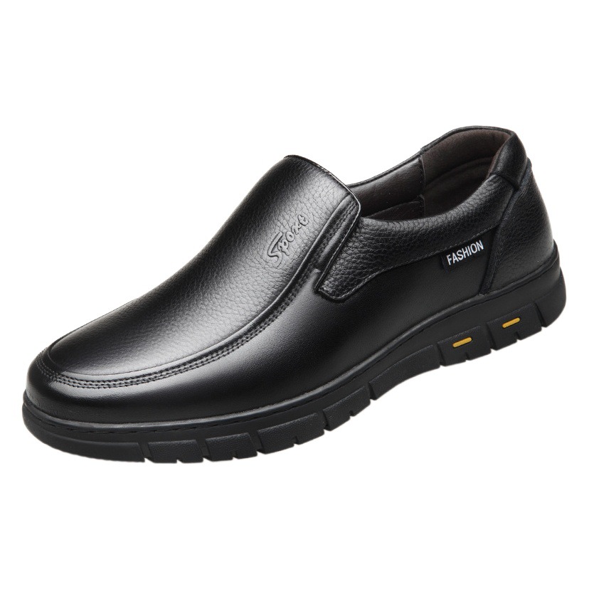 Spring and Autumn men's slip-on business casual leather shoes men's soft leather versatile business casual shoes fleece-lined warm cotton shoes