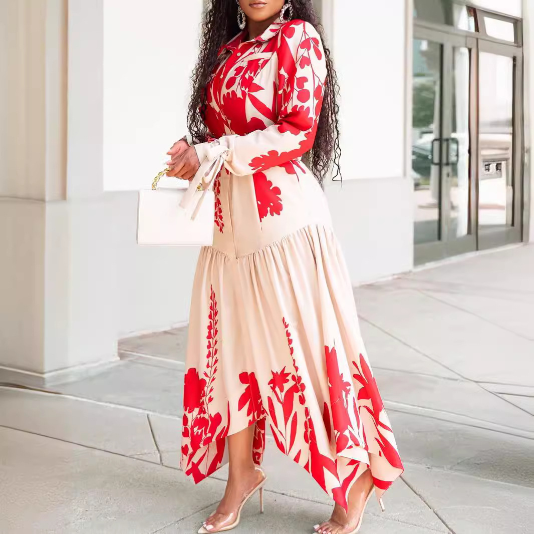 Hot selling lady export original shirt dress long and short side light cooked plus size African women's skirt