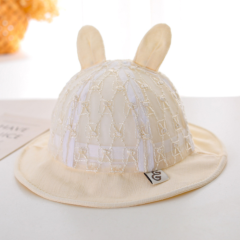 Picture of Embroidered Bunny Summer thin fisherman hat big brim baby sun protection breathable super cute baby girl basin hat
