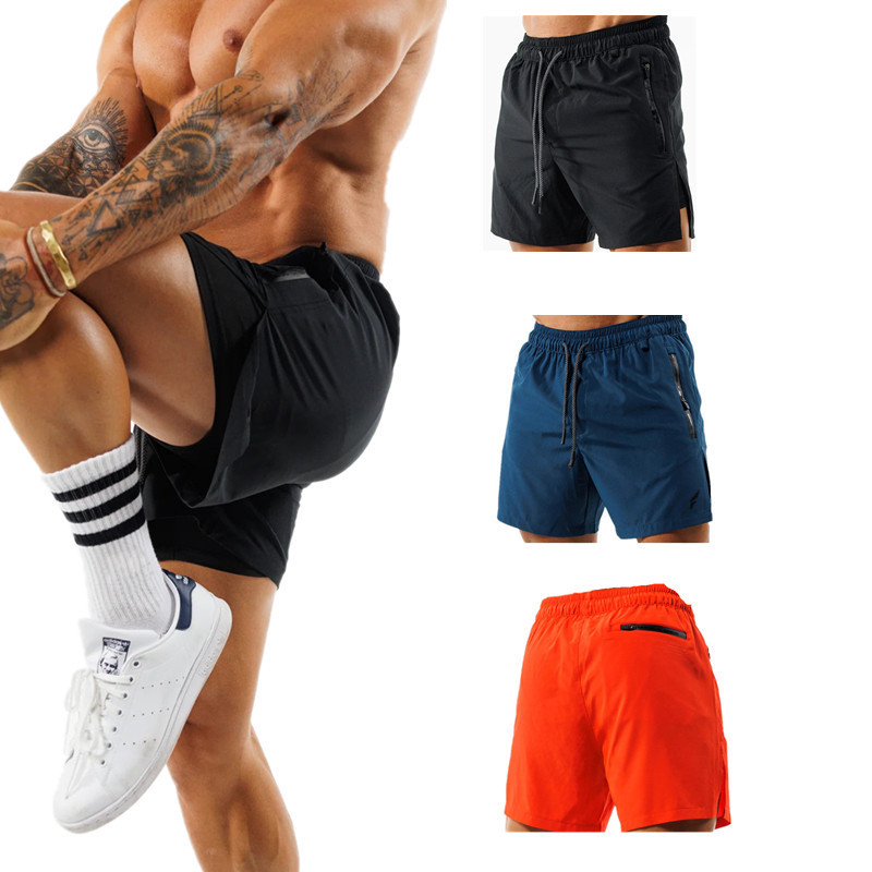 Cross-border New 2024 Summer Trendy Four-sided Sports Shorts Outdoor Running Riding Breathable Double-layer Shorts for Men