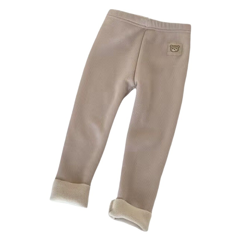 Autumn and Winter New Kidsren's All-In-One Velvet Leggings for Boys and Girls Fleece-Lined Warm Cartoon Elastic Leggings Pants