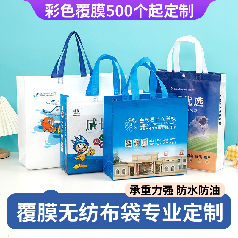Educational and Training Non-Woven Bag Advertising Handbag Laminated Shopping Non-Woven Bag Can Be Printed with Logo