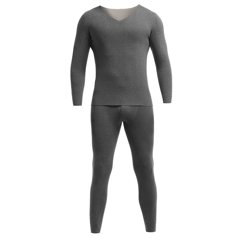 Picture of Men's Autumn Clothes and Pants suit fleece-lined Thickened Bottoming Shirt Slim-fit Seamless Cold-proof Thermal Underwear for Boys in Autumn and Winter