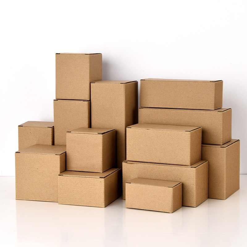 Picture of Square Kraft Paper Box Flip Cover Button Bottom Paper Box Packaging Small Paper Box Extra Hard Corrugated Kraft Paper Packaging Box