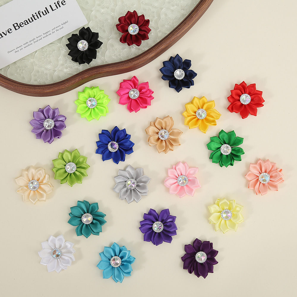 New color polyester 12 angle with diamond flowers handmade DIY hair accessories headdress shoes and hats clothing accessories manufacturers wholesale