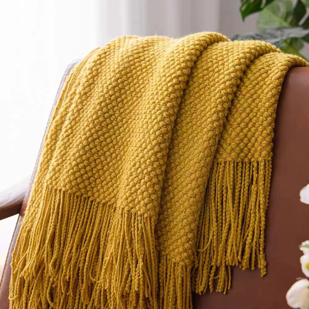 Picture of Advanced Entry Luxury Bean Blanket Autumn and Winter Travel Office Sofa Blanket Nap Shawl Warm Solid Color Aviation Blanket
