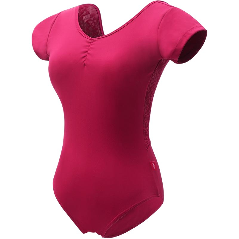 Ballet Dance Practice Suit Women's Short-sleeved Body Suit Jumpsuit Adult Air Yoga Gymnastics Suit with Chest Pad