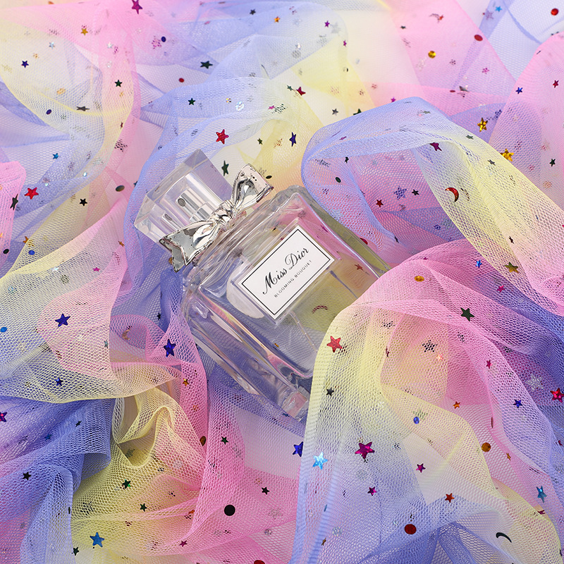 New Colorful Star Moon Mesh Fabric Children's Wear Performance Clothing Headwear Toy Accessories Background Decorative Sequins Star Yarn
