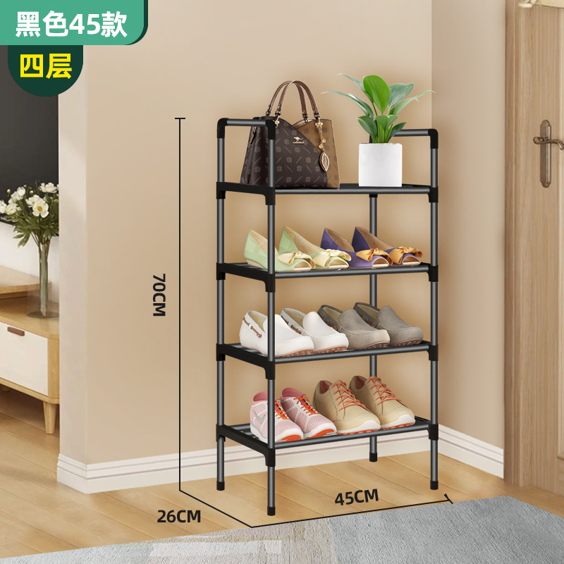 Picture of Simple Shoe Rack Multi-layer Folding Shoe Cabinet Economical Household Bedroom Metal Black Rack Shoe Rack