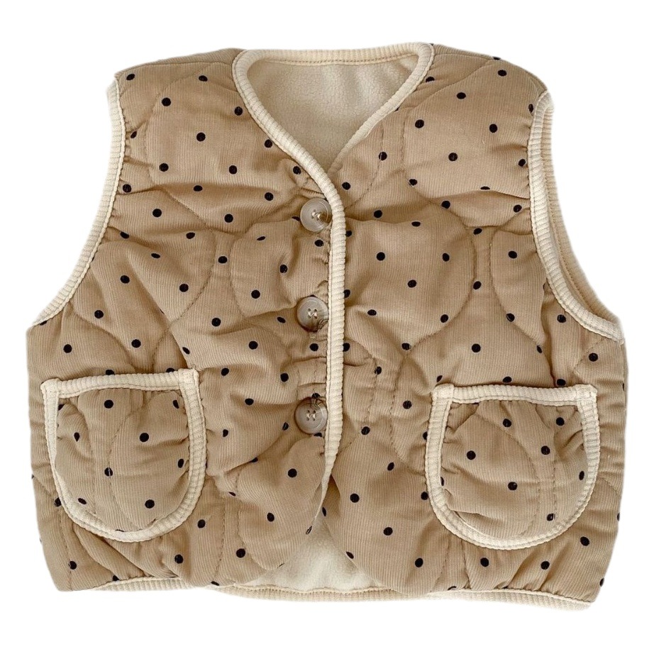 0-3 years old children's vest Korean-style polka dot quilted male and female baby outer wear thickened warm baby cotton vest vest