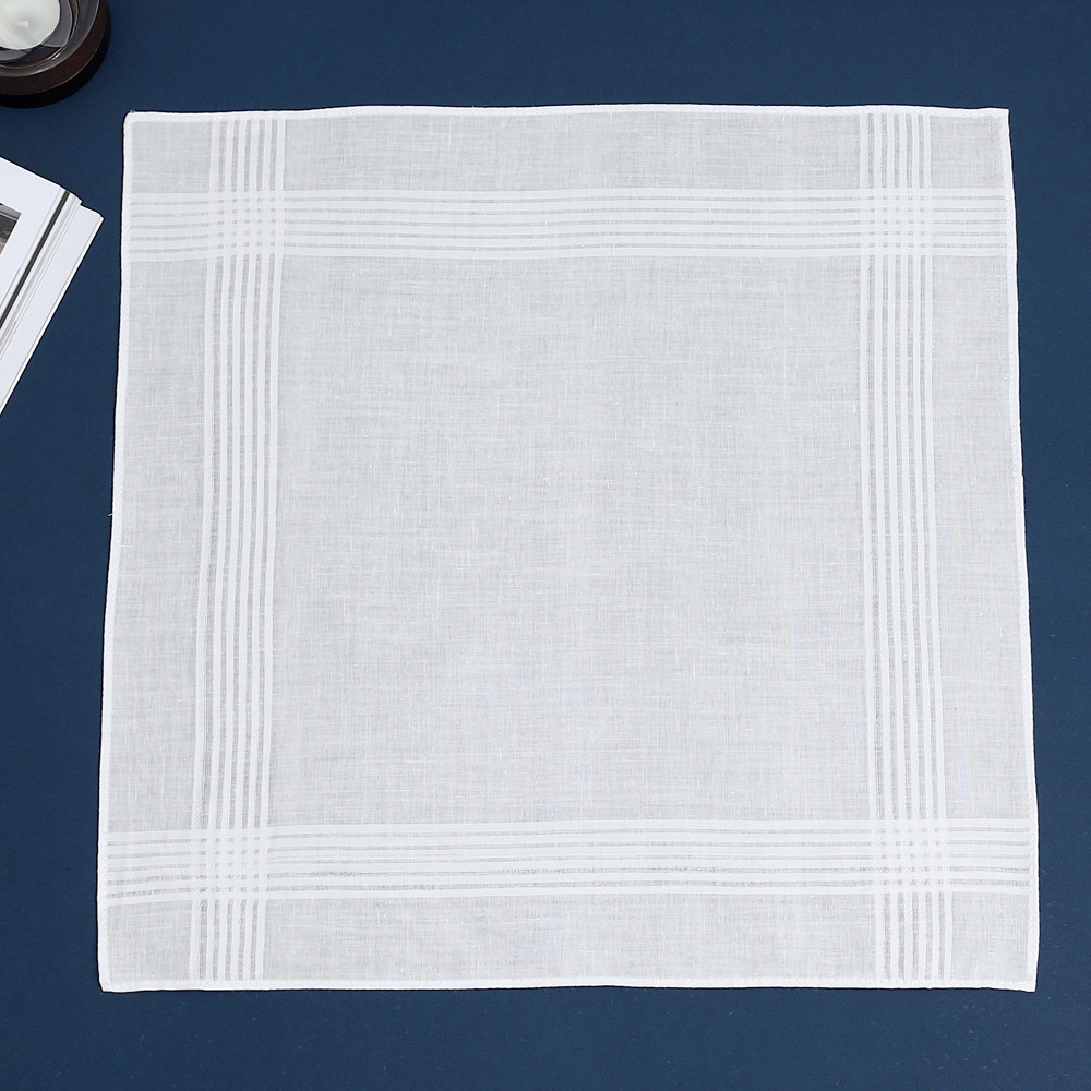 Picture of 40cm Pure White Handkerchief Cotton Satin Edge Plain Handkerchief Cross-border Hot Selling Hand Towel Soft and Comfortable Suit Pocket Towel