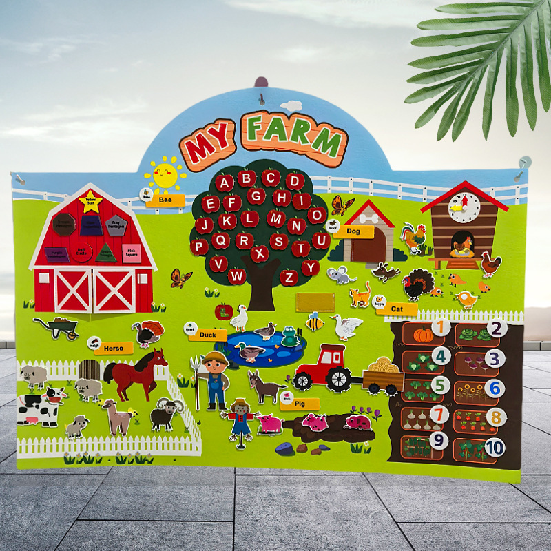 Picture of Amazon cross-border children's early education 3DIY three-dimensional felt game package storyboard learning board printing dinosaur animals