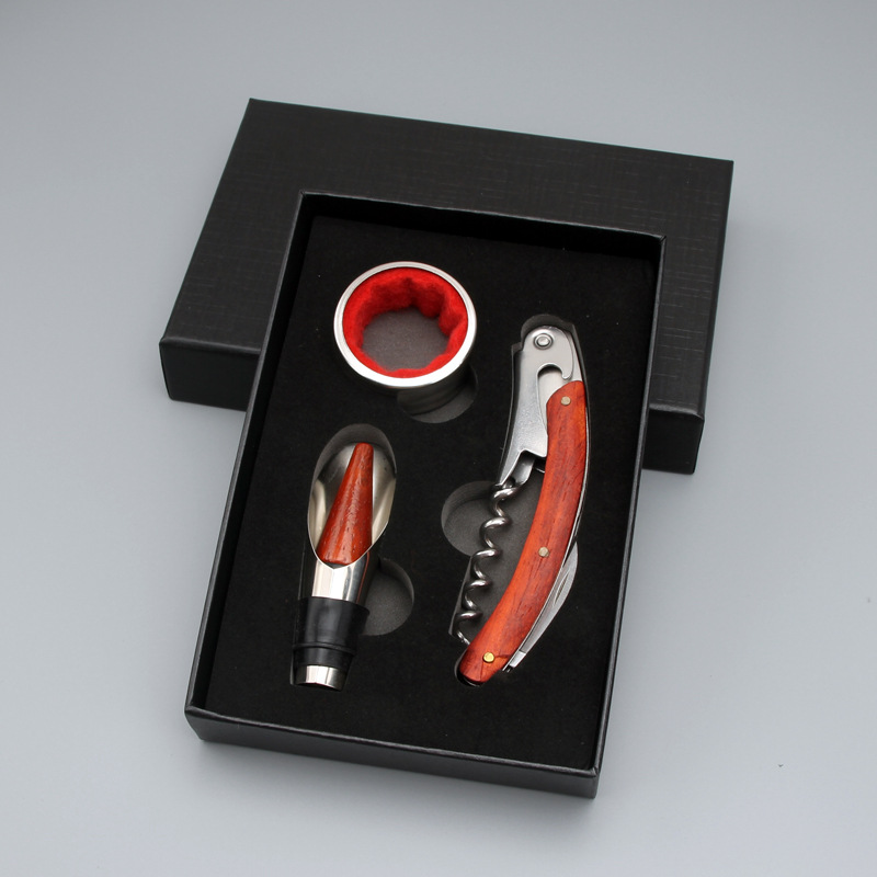 Picture of Bottle Opener Three-Piece Set Wine Tools Combination Cartons Pour Stop Drip Ring Bar Wine Tools Daily Gifts New