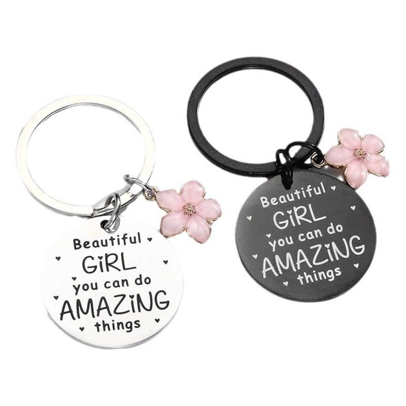 Amazon Mother's Day gift keychain pendant stainless steel lettering round card Thanksgiving gift jewelry bag pendant
