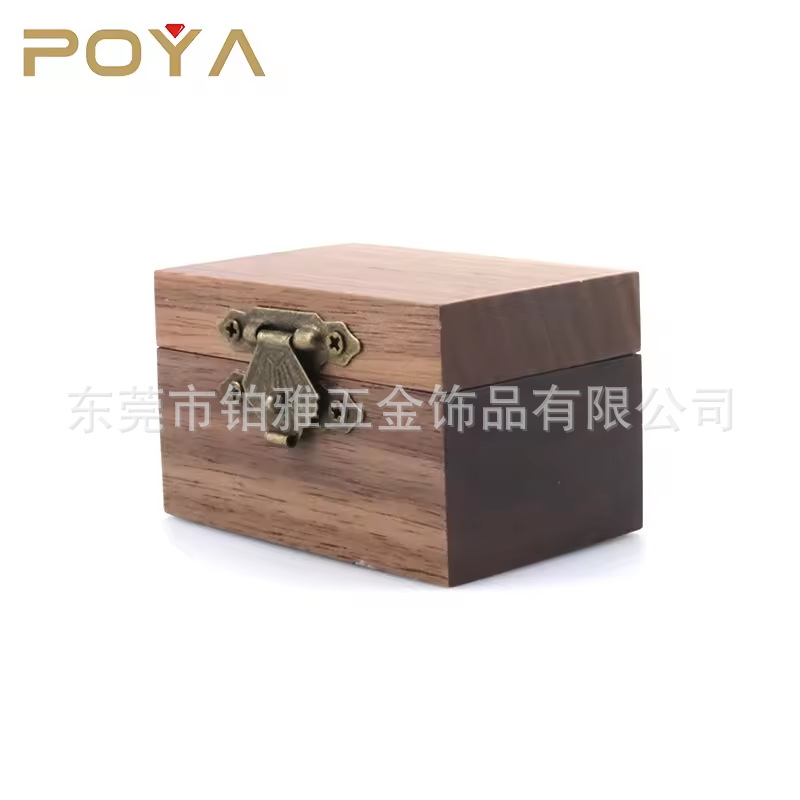 Cross-border in stock Wholesale Customizable Walnut Wooden Engagement Ring Box Wooden Ring Box Proposal Ring Box
