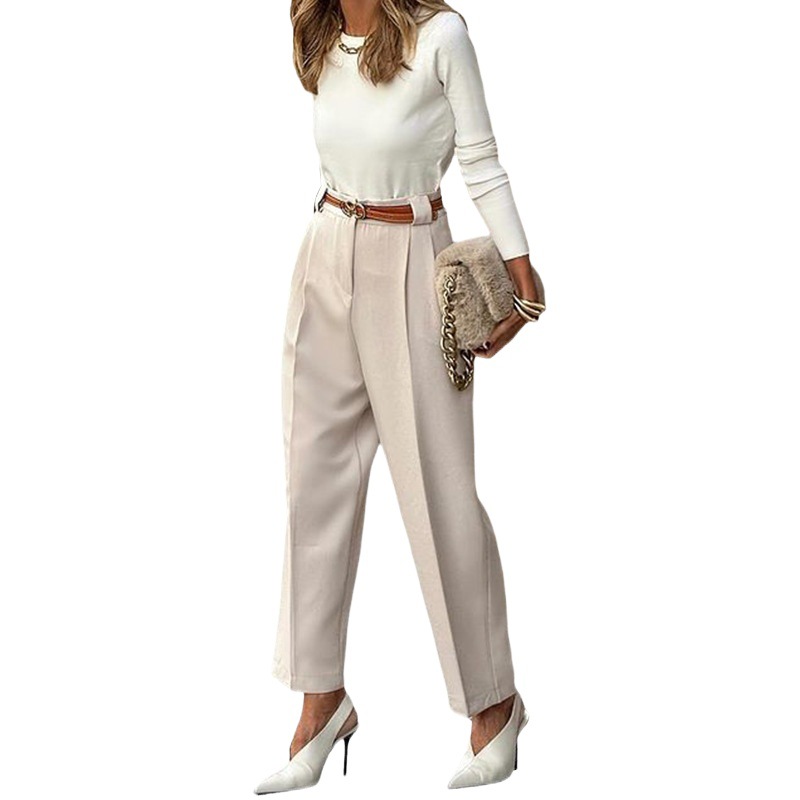 FD1558 in stock 2025 summer new cross-border women's fashion temperament solid color all-match high waist trousers trousers
