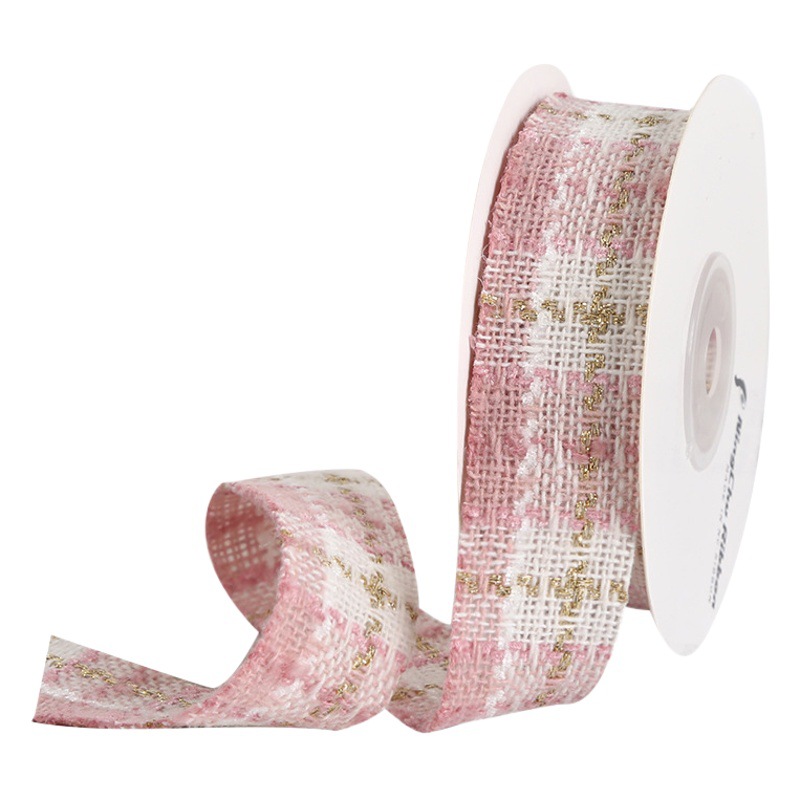 Chanel style plaid fabric ribbon flower fast packaging gift ribbon DIY handmade bow hair accessories material ribbon