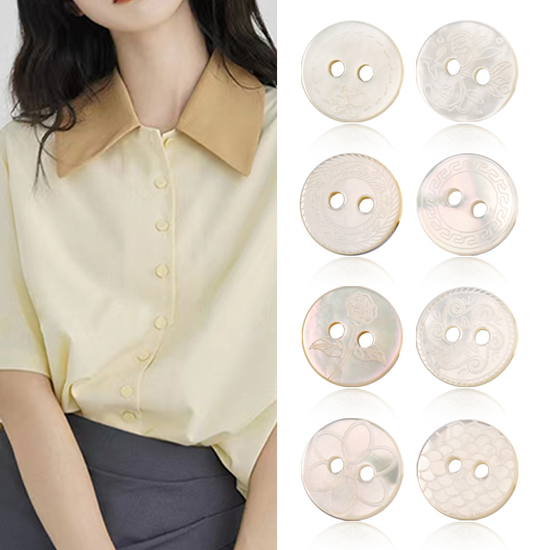 Factory supply shell shirt button white butterfly shell eyes small buttons chiffon shirt cuffs cardigan jacket cuff