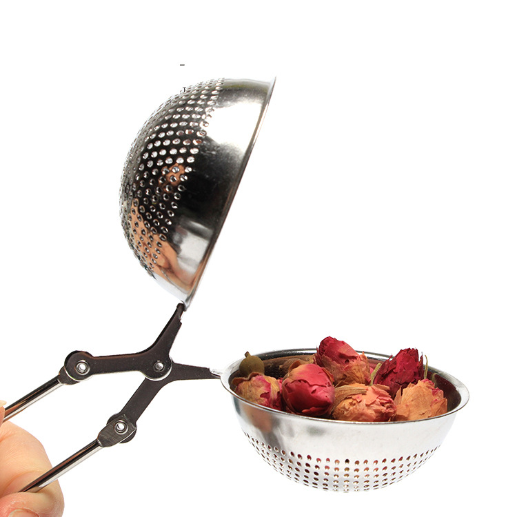 Picture of Modern simple 304 stainless steel tea drain handle round ball tea strainer with handle tea ball spot tea strainer wholesale