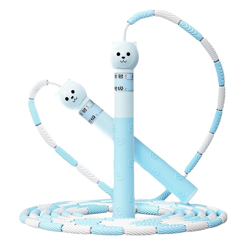 Cat Head Steel Wire Children's Bamboo Joint Kindergarten Primary School Students' Physical Exam Jump Rope with Rubber-Coated Handle, Hot-Selling Cross-Border Product