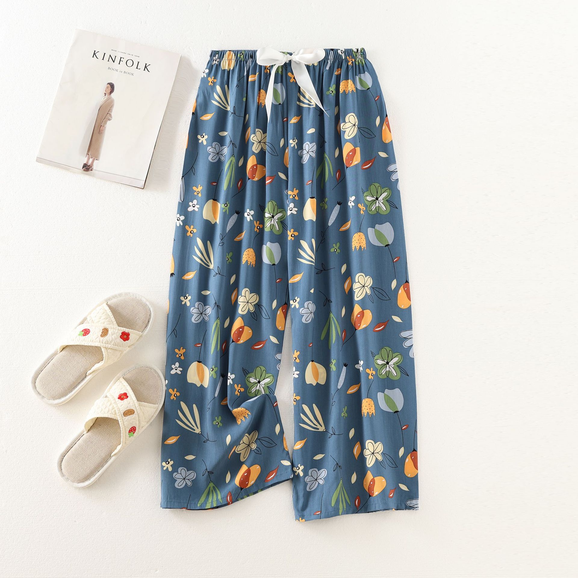 Picture of Cotton silk pajama pants women's spring and summer artificial cotton beach pants can be worn outside plus size cotton silk home wear cropped pants