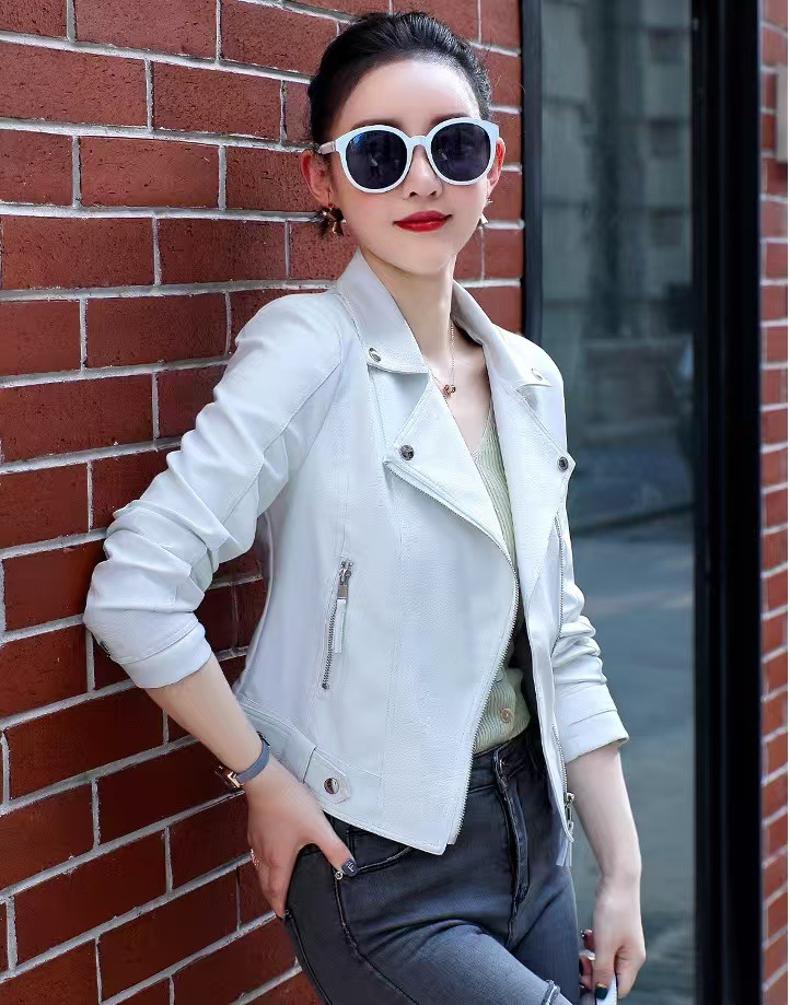 Picture of Factory wholesale spring and autumn new Korean women PU leather women's short slim small coat motorcycle clothing leather jacket