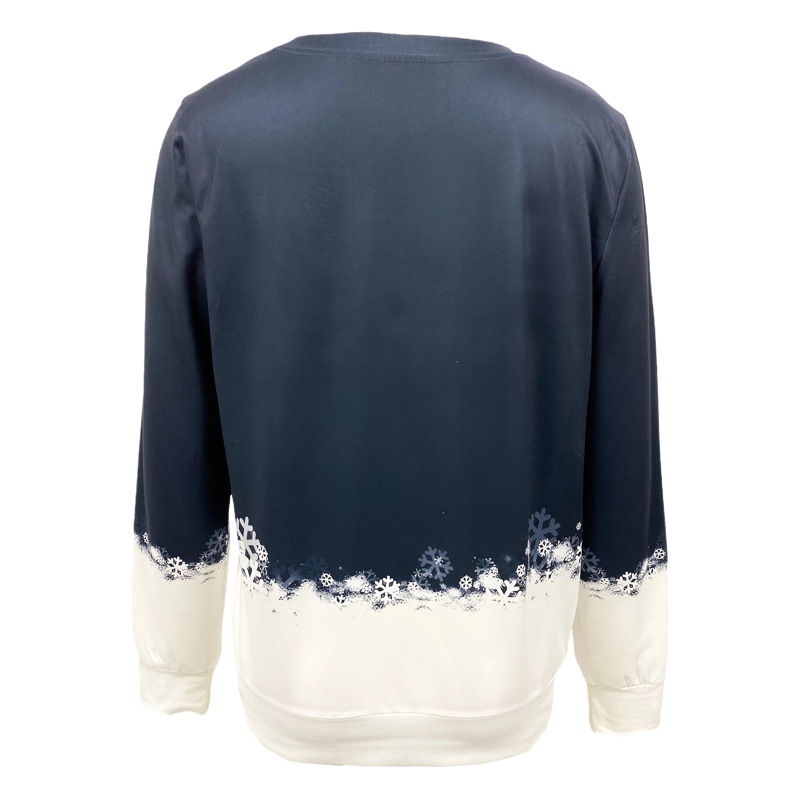 2024 Spring New Cross-border European and American Snowflake Animal Crewneck Sweat Women's 3D Printed Top for Women