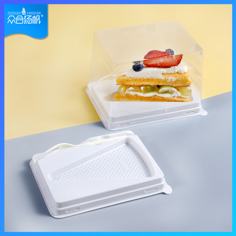 B238 Thousand Layer Cake Box Triangular Thousand Layer Packaging Box Western Pastry Box Dessert Blister Box with Fork Baking Packaging