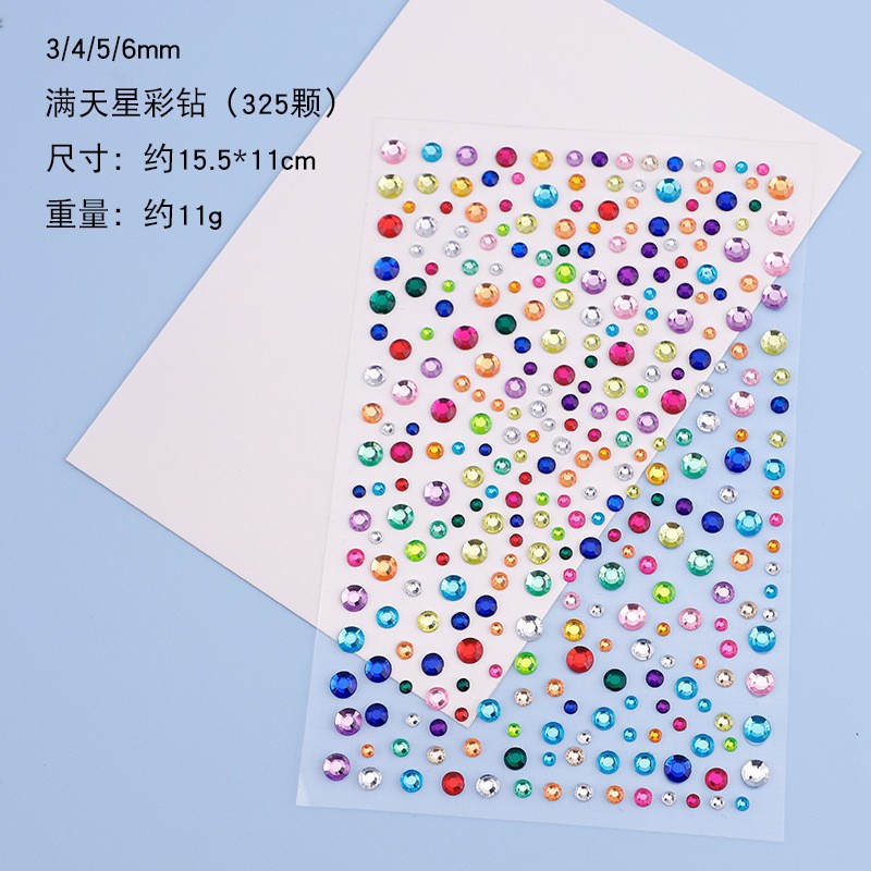 Picture of Cross-Border Popular Combination Baby's Breath 325 Pieces 3.4.5.6mm Self-Matched 4 Face Diamond Stickers Makeup