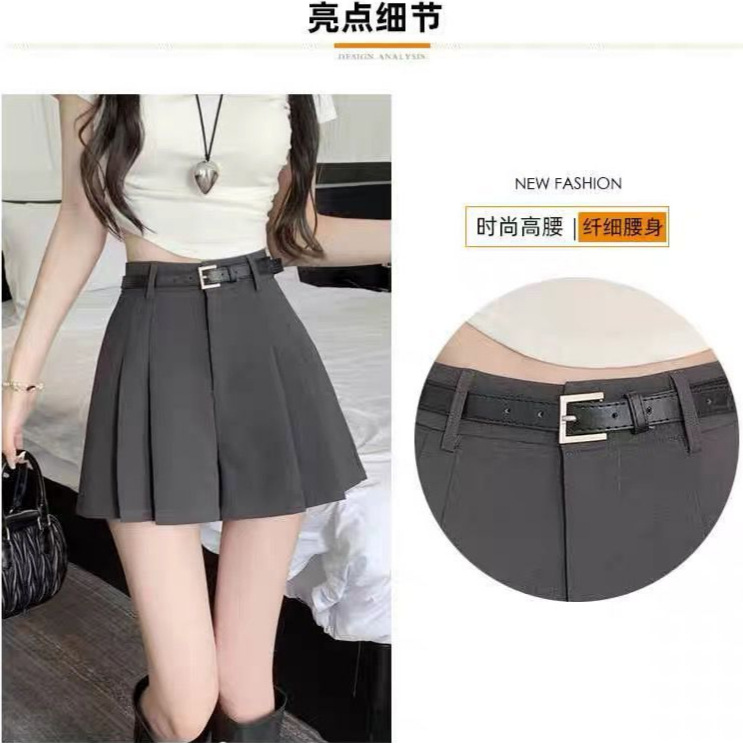 A-line casual shorts, women's summer fashion wide-leg hot pants, Japanese and Korean fashionable pleated design, slimming A-line boots, pants