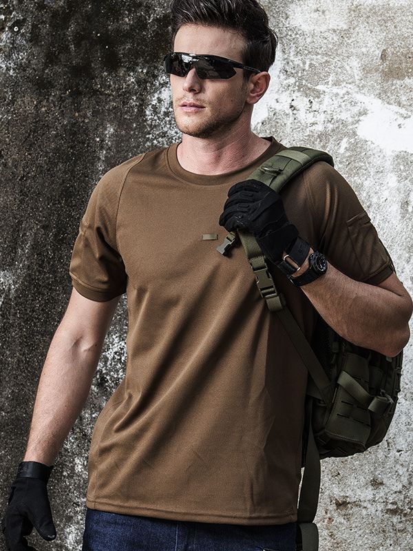 Mingpeng Outdoor Tactical Round Neck Quick-drying T-shirt Men's Quick-drying Short-sleeved Elastic Half-sleeved Fitness Training Suit Mountaineering Suit