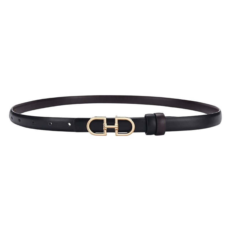 Amazon Aliexpress European and American Fashion Ladies Gold Double D Letter Buckle Classic Belt Cross-Border Supply Can Be Substituted