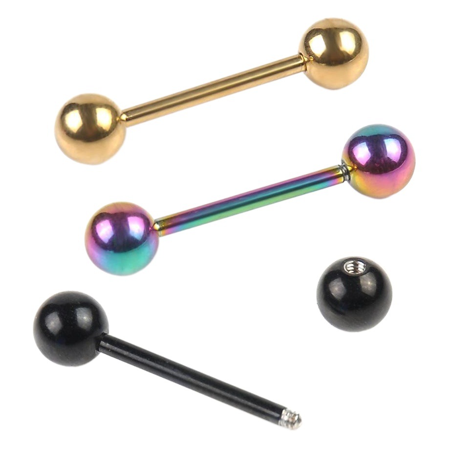 10 Pieces/Pack Stainless Steel Straight Barbell Barbell Bar 19mm Dumbbell Nipple Barbell Ear Bone Barbell Body Piercing Jewelry European and American Style