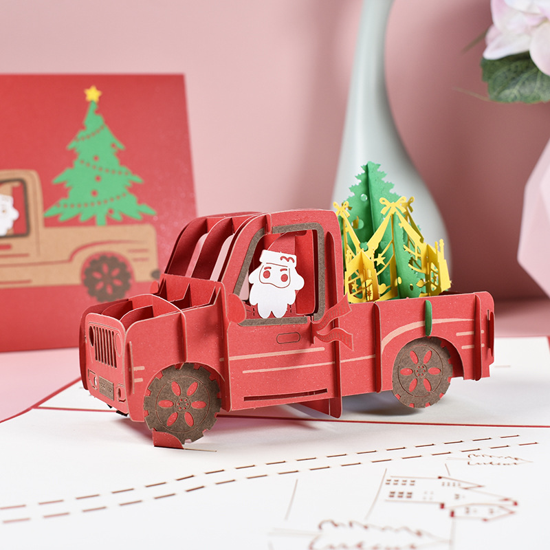 Picture of New Creative Amazon Cross-Border 3D Greeting Card Holiday Greetings Handmade Card Color Printed Christmas Lettering