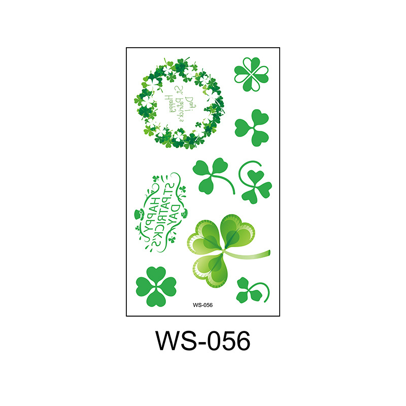 Picture of Cross-border Source Waterproof Sweat Green Hat Clover Face Irish Day Sticker St Patrick's Day Tattoo Sticker