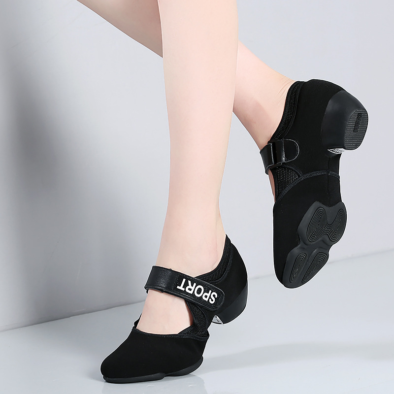 Purple Rice Snow Square Dance Shoes Breathable Soft Sole Summer Mid-heel New Style Dance Shoes Oxford Cloth Supper Dance Shoes for Women