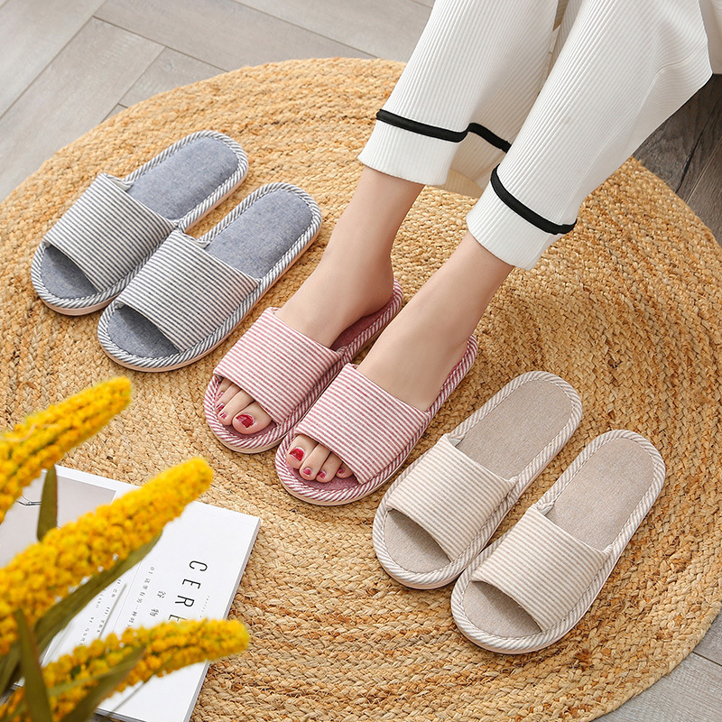 Slippers for Women and Men Home Indoor Non-Slip Household Four-Season Home Floor Cotton and Linen Soft Bottom Spring and Summer Linen Slippers Wholesale