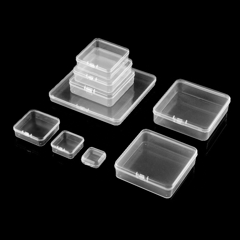 Picture of in stock Multi-size Square Buckle Cover Transparent PP Plastic Box Jewelry Packaging Small Box Flip Cover Parts Storage Box
