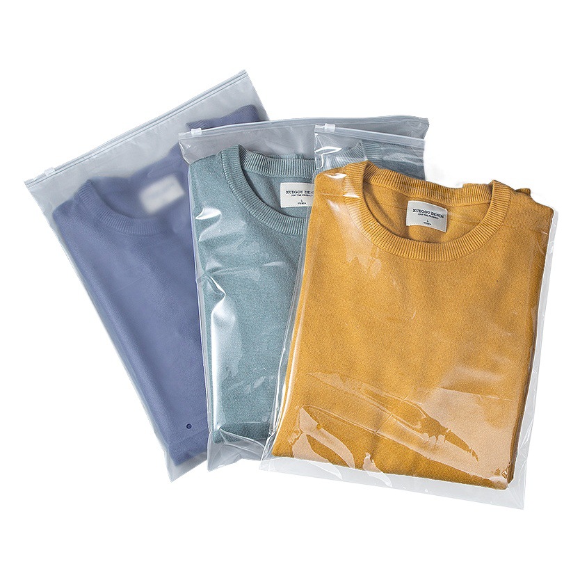 Clothing zipper bag pe transparent frosted chain self-sealing bag plastic socks clothes storage packaging bag spot wholesale